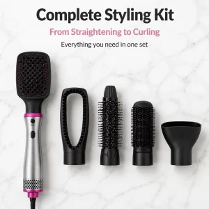 5 in 1 Styler Hair Dryer One Step Hair Straightener Curler Volumizing Multi Hair Styling Tools Hot Air Brush