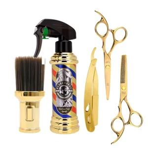 5pcs Hairdressing Styling Tools Sets Barber Spray Bottle Haircut Scissors Hair Brush