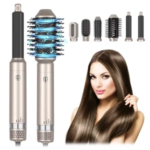 6 1 Professional Hair Styling Tools Set Foldable 1000W 90 000 RPM Hair Dryer Brush Straightener Hot Comb Hair Curler Home Salon