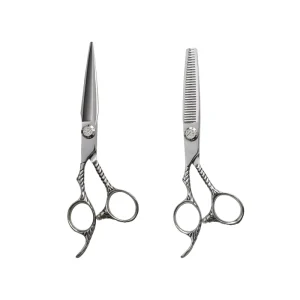 6 Inch Left handed Hairdressing Hair Styling Scissors Hair Cutting Barber Thinning Scissors Set with 440c Steel for Salon