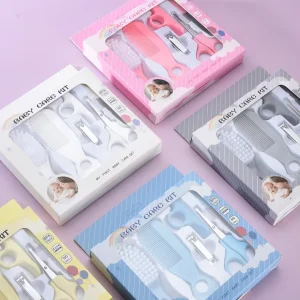6 Piece Baby Grooming Kit Infant Safety Care Set with Hair Brush Comb Nail Scissors Baby Essentials Kit for Newborn