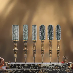 6 Sizes Barber Salon Wooden Hair Brush With Nylon Bristles Styling Tools Round Hairbrush Yellow