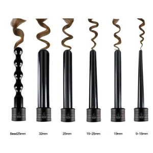 6 in 1 Electric Rotating Wand Hair Curler with LED Temperature Display PTC Heater Type