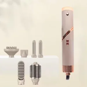 6 in 1 Metal Professional Hair Styling Blow Tools Set Foldable Hair Dryer Brush Straightener Hot Comb Hair Curler for Home Salon