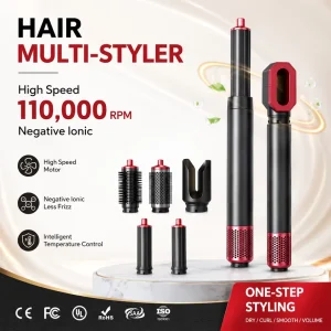 6 in 1 Multi Function Hair Styler Electric Interchangeable Hair Straight Brush Hair Styling Comb Hair Dryer Hair Styling Tools