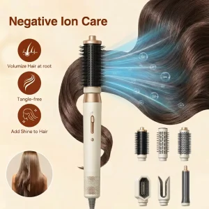 6 in 1 Multi Hair Styler Curly Hair Styling Brush with Auto Wrap Curlers Custom Hair Styling Brush All in One Hair Multi Styler