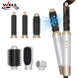 6 in 1 Multi Purpose Hair Styling Tools High Speed Professional Salon Hair Dryer Air Brush with 200M Negative Ion