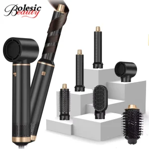 6 in 1 Multi Styling Tools Coanda Hair Styler Hot Air Brush Professional Salon One Step Ionic Hair Dryer Straightener and Curler
