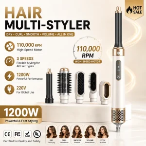 6 in 1 Multi Styling Tools with Hot Air Straightener Auto Curlers Hair Multi Styler High Speed Blow Drying Hair Styling Brush