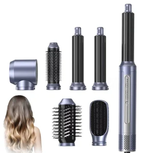 6 in 1 Multifunction Hair Styling Brush Straightener Curler Volumizer Detangler for Salon and Home Use