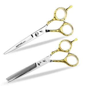 6.0Inch Half-gold Single-tail Nail Crocodile Handle JP440C Cutting Thining Fashion Design Beauty Barber Hair Scissors HS-989