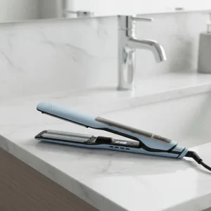 65W Dual Purpose Hair Straightener with 1.25 Inch Panel LCD Gauge Multi Heat Level Hair Styling Tool for All Hair Types
