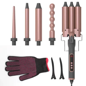 65W Electric PTC Ceramic Interchangeable Hair Curler Set Multi-functional 5 1 Professional Curling Wand Detachable Barrels 360