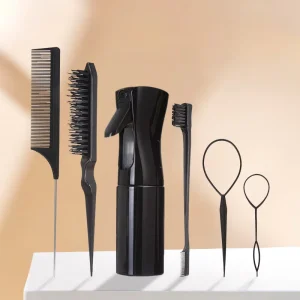 6Pcs Styling Hairdressing Kit Hair Spray Bottle Scalp Massager Comb Detangling Brush Set for Salon Hair Styling Tool Set