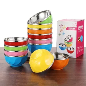 6pcs Kids Bowls Set 13cm 15cm 17cm Colors Salad Mixing Bowl Stainless Steel Kids Mixing Bowls