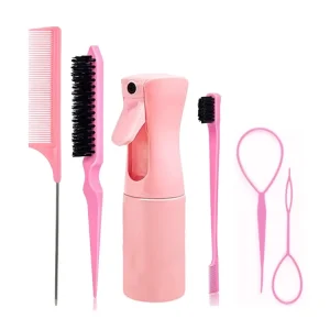 6pcs Professional Salon Plastic ABS Hairdressing Tool Sets Hair Spray Bottle Highlights Tail Comb Double Side Eyebrow