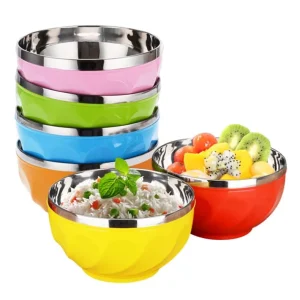 6pcs Set 13cm 15cm 17cm Color Print Stainless Steel Salad Mixing Bowl with Lid