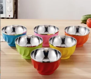 6pcs Set 13cm 15cm 17cm Color Print Stainless Steel Salad Mixing Bowl with Lid