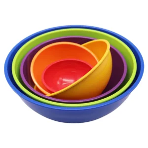 6pcs Solid Color Plastic Melamine Fruit Salad Mixing Bowl Set