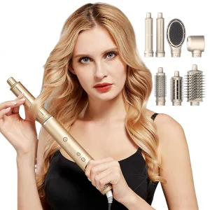 7 1 Multi functional Portable Hair Styler Professional Curly Hair Dryer Set Infrared 36mm Three Tower French Curling Iron BLDC