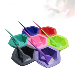 7 Piece Multi Purpose Hair Salon Styling Tools Set Plastic Material with Perm and Dyeing Bowl Color Brush Handle