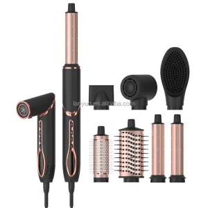 7 in 1 Foldable High Speed Ionic Ceramic Salon Hair Dryer Styler Curling Straightening Concentrator Nozzle for RV Outdoor Use