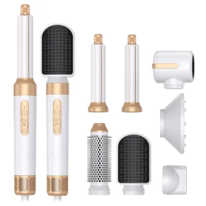7 in 1 High Speed Hot Air Comb Hair Dryer Professional Straightener Electric Hair Curler Multi Style Head Massager