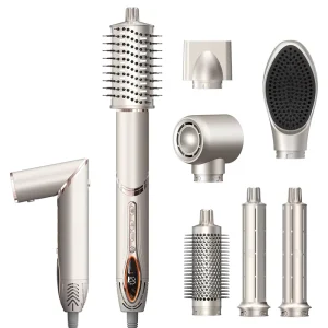 7 in 1 Professional Hair Styling Tool LCD Display Electric Power Source Household Air Wrap Curling Iron Hot Comb Hair Dryer Set