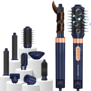 8 1 Ionic RV Ready Home Hotel Hair Styling Kit 8 Interchangeable Heads Diffuser High Speed Brushless Motor Styler Volume