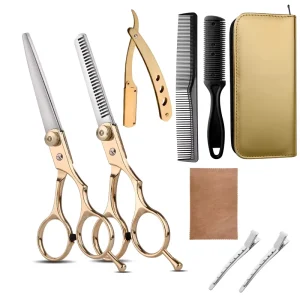 8 9 10Pcs Stainless Steel Hair Scissor Set Hair Clipper Razor Thinning Cutting Hairdressing Scissors Barber Haircut Set