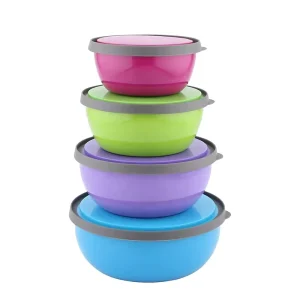 8 PCS Stainless Steel Mixing Bowl Sets Colorful Salad Bowl Stainless Steel Sealed Crisper Canister Vegetable Fruit Bowl