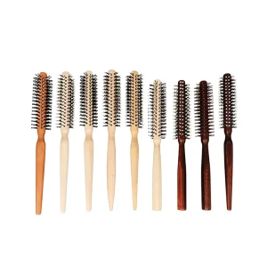 8 Row Wooden Nylon Bristle Heat Resistant Hair Brush Professional Salon Home Blow Dry Brush for Volumizing Custom Logo OEM