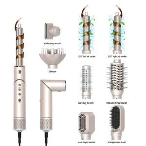 8 in 1 Hair Styling Tool Professional Hair Dryer Straightener and Curler Set 8 in 1 Foldable Hair Dryer Brush