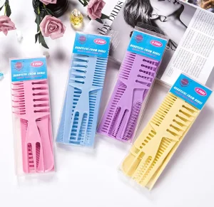 A Set of 8 Hairdressing Tools Including Combs and Brushes with Plastic Handles for Styling and Cutting Hair