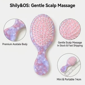 Acetate Air Cushion Hair Brush Portable Mini Massage Scalp Comb Anti Static Hairbrush for Girls Travel Size Hair Comb