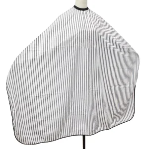 Adjustable Black and White Stripe Haircut Hairdressing Barber Cloth Waterproof Gown Hair Cutting Barbers Cape