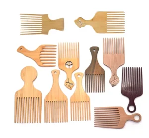 Afro Natural Bamboo Anti Static Hair Pick Hair Wig Braid Hair Styling Comb for Long Thick Curly Long Tooth Detangling Accessor
