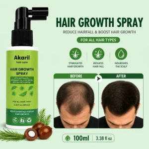 Akaril Organic Vegan Herbal Hair Regrowth Serum Rosemary Oil Prevent Hair Loss Strengthening Follicle Revitalizing Care