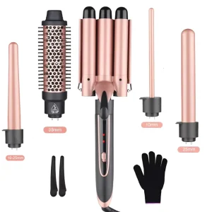 All-In-One Hair Styling Tool With Portable Design And Interchangeable Brush Head For Beauty Training School Hair Curler