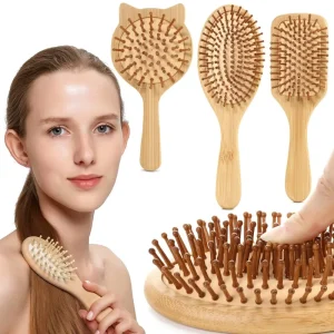 All the Way Through Hair Caring Bamboo Comb with Air Pockets & Massage for Tangle Prevention HC 12 Model 20cm+ Home Use