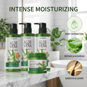 Aloe Vera 4-in-1 Hair Care Set Nourishing Shampoo Conditioner Repair Mask Scalp Care Private Label OEM Bulk