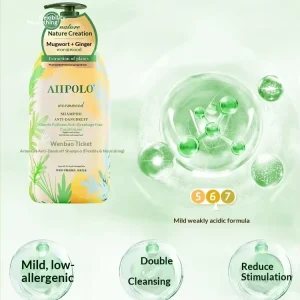 Amino Acid based Organic Liquid Deep Cleansing Mild Hair Shampoo with Wormwood and Ginger for Anti Dandruff and Hair Softening