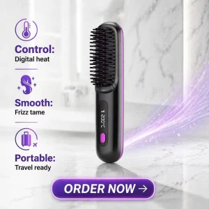 Anion Hair Straightening Comb Tool USB Charging Portable Mini LCD Automatic Control Dual Purpose Fast Styling for Household