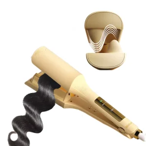 Anti Scald Hair Crimper 2 Barrel Ionic Wavy Hair Curler for Women 32mm Curling Wand Crimper Hair Iron for Wide Deep Waves