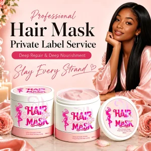 Anti frizz Split End Dry Damaged Smooth Detangling Repair Hair Mask with Coconut Jojoba Oil Pink UV Protection