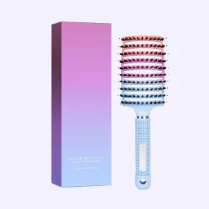 Anti static Heat resistant Curved Vent Boar Bristle Detangling Hair Brush for Hair Salon Barber Hair Styling