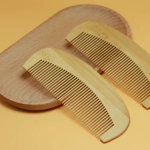 Arc-Shaped Bamboo Fine-Tooth Tail Comb Anti-Static Portable Hair Care Hairbrush for Salon Use