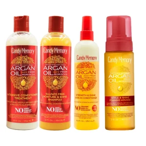 Argan Oil From Morocco Hair Care Set Shampoo and Conditioner for Curly Hair Argan Oil Leave In Conditioner and Mousse