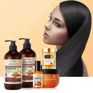 Argan Oil Hair Care Set Shampoo Conditioner Oil Serum Fluffy Smooth Nourishing Repairing