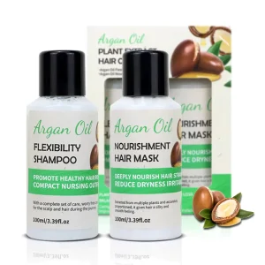 Argan Oil Shampoo & Hair Mask Set Nourishing & Repairing Hair Care Set Strengthens Moisturizes 100ml+100ml Travel Set